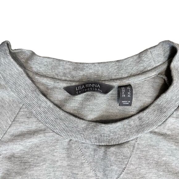 Lisa Rinna Collection Gray 3/4 Flutter Sleeve Crewneck Sweatshirt Size XL - Picture 6 of 12